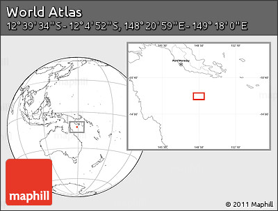 Blank Location Map of the Area around 12° 22' 13" S, 148° 49' 29" E