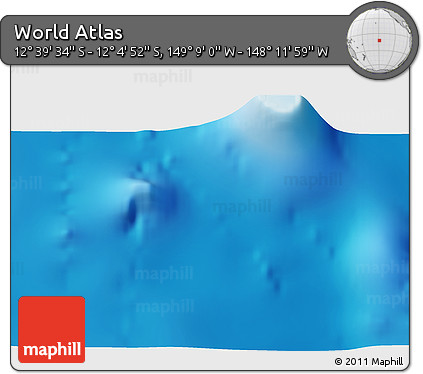 Physical 3D Map of the Area around 12° 22' 13" S, 148° 40' 30" W