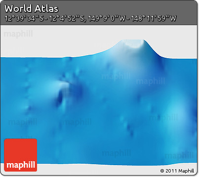 Physical 3D Map of the Area around 12° 22' 13" S, 148° 40' 30" W
