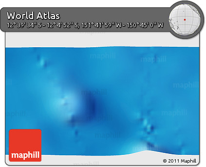 Shaded Relief 3D Map of the Area around 12° 22' 13" S, 151° 13' 29" W