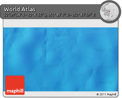 Physical 3D Map of the Area around 12° 22' 13" S, 152° 13' 29" E