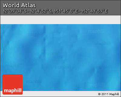 Physical 3D Map of the Area around 12° 22' 13" S, 152° 13' 29" E