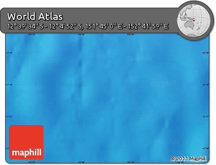 Physical Map of the Area around 12° 22' 13" S, 152° 13' 29" E