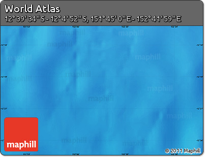 Physical Map of the Area around 12° 22' 13" S, 152° 13' 29" E