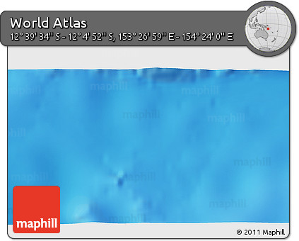 Physical 3D Map of the Area around 12° 22' 13" S, 153° 55' 30" E
