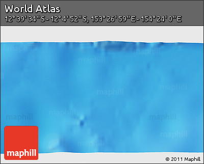 Physical 3D Map of the Area around 12° 22' 13" S, 153° 55' 30" E