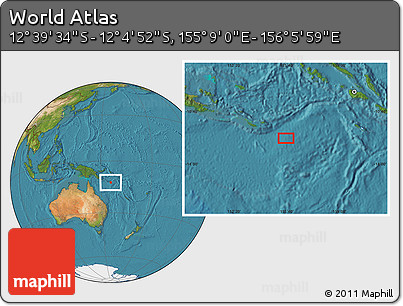 Satellite Location Map of the Area around 12° 22' 13" S, 155° 37' 30" E