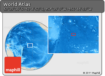 Shaded Relief Location Map of the Area around 12° 22' 13" S, 157° 10' 30" W
