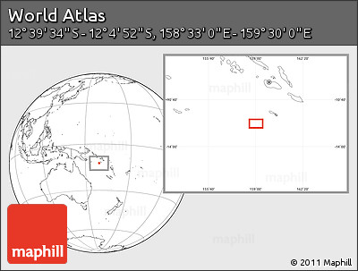 Blank Location Map of the Area around 12° 22' 13" S, 159° 1' 30" E