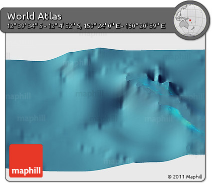 Satellite 3D Map of the Area around 12° 22' 13" S, 159° 52' 30" E