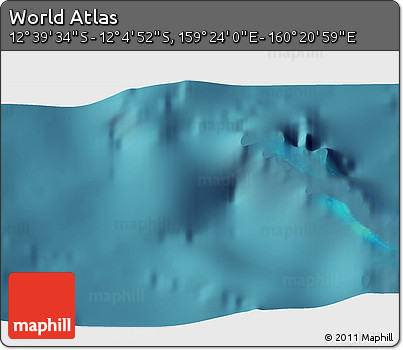 Satellite 3D Map of the Area around 12° 22' 13" S, 159° 52' 30" E
