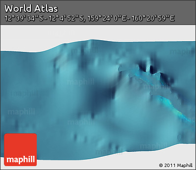 Satellite 3D Map of the Area around 12° 22' 13" S, 159° 52' 30" E