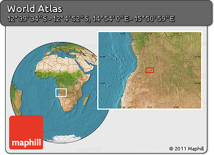 Satellite Location Map of the Area around 12° 22' 13" S, 15° 22' 30" E