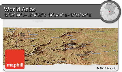 Satellite Panoramic Map of the Area around 12° 22' 13" S, 15° 22' 30" E
