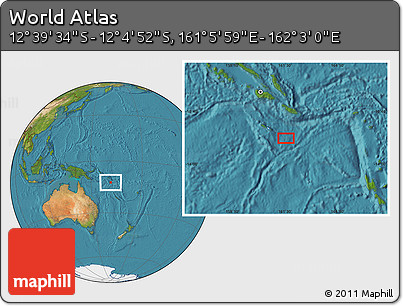 Satellite Location Map of the Area around 12° 22' 13" S, 161° 34' 29" E