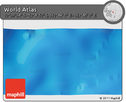 Shaded Relief 3D Map of the Area around 12° 22' 13" S, 163° 16' 30" E