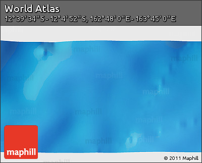 Shaded Relief 3D Map of the Area around 12° 22' 13" S, 163° 16' 30" E