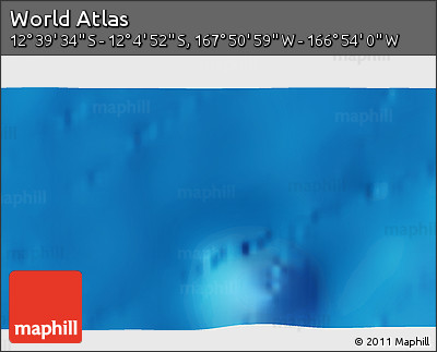 Physical 3D Map of the Area around 12° 22' 13" S, 167° 22' 30" W