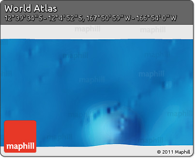 Physical 3D Map of the Area around 12° 22' 13" S, 167° 22' 30" W