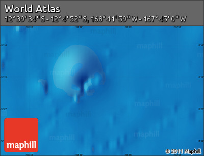 Physical Map of the Area around 12° 22' 13" S, 168° 13' 29" W