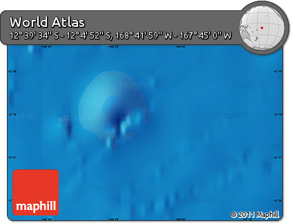Shaded Relief Map of the Area around 12° 22' 13" S, 168° 13' 29" W