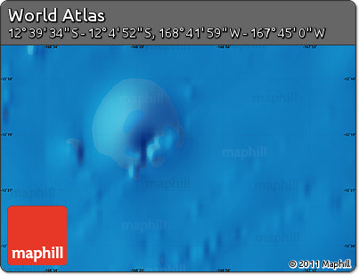 Shaded Relief Map of the Area around 12° 22' 13" S, 168° 13' 29" W