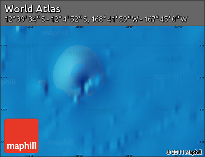 Shaded Relief Map of the Area around 12° 22' 13" S, 168° 13' 29" W