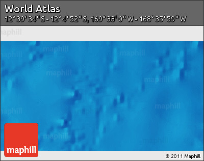 Physical 3D Map of the Area around 12° 22' 13" S, 169° 4' 29" W