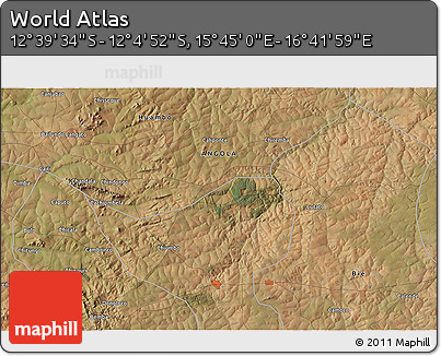 Satellite 3D Map of the Area around 12° 22' 13" S, 16° 13' 30" E