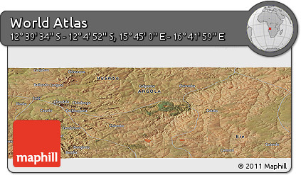 Satellite Panoramic Map of the Area around 12° 22' 13" S, 16° 13' 30" E