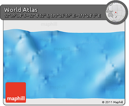 Physical 3D Map of the Area around 12° 22' 13" S, 170° 55' 30" E