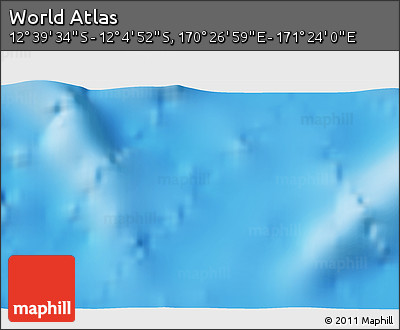 Physical 3D Map of the Area around 12° 22' 13" S, 170° 55' 30" E