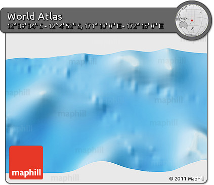 Physical 3D Map of the Area around 12° 22' 13" S, 171° 46' 30" E
