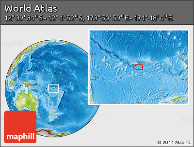 Physical Location Map of the Area around 12° 22' 13" S, 174° 19' 29" E