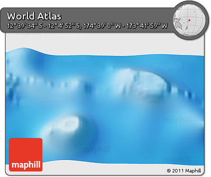 Shaded Relief 3D Map of the Area around 12° 22' 13" S, 174° 10' 30" W