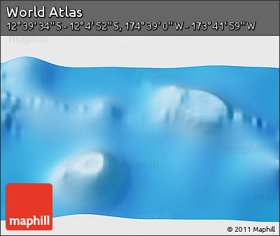Shaded Relief 3D Map of the Area around 12° 22' 13" S, 174° 10' 30" W