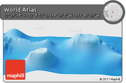 Shaded Relief Panoramic Map of the Area around 12° 22' 13" S, 174° 10' 30" W