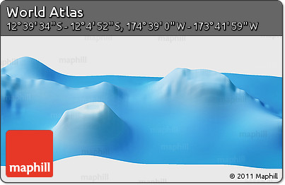 Shaded Relief Panoramic Map of the Area around 12° 22' 13" S, 174° 10' 30" W