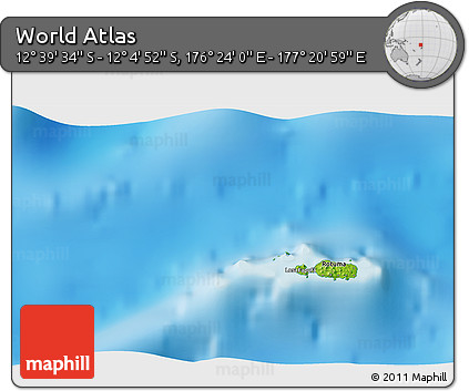 Physical 3D Map of the Area around 12° 22' 13" S, 176° 52' 30" E