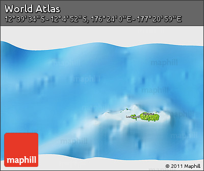 Physical 3D Map of the Area around 12° 22' 13" S, 176° 52' 30" E