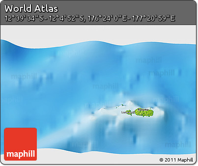 Physical 3D Map of the Area around 12° 22' 13" S, 176° 52' 30" E