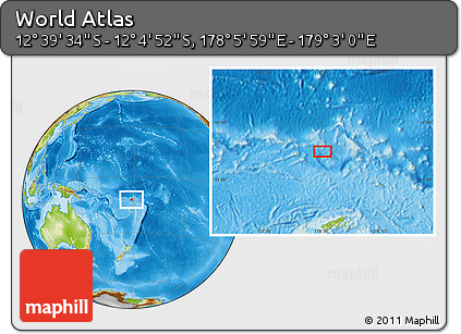 Physical Location Map of the Area around 12° 22' 13" S, 178° 34' 29" E