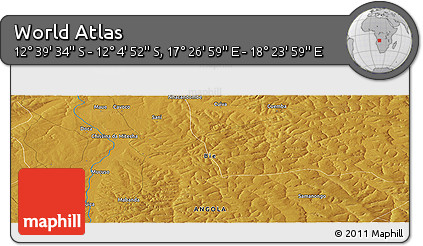 Physical Panoramic Map of the Area around 12° 22' 13" S, 17° 55' 29" E