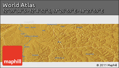 Physical Panoramic Map of the Area around 12° 22' 13" S, 17° 55' 29" E