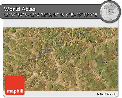 Satellite 3D Map of the Area around 12° 22' 13" S, 18° 46' 29" E
