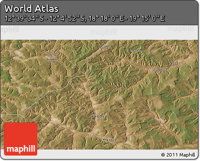 Satellite 3D Map of the Area around 12° 22' 13" S, 18° 46' 29" E