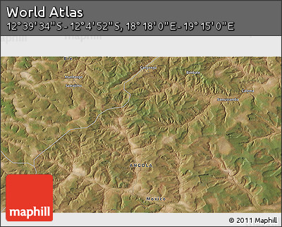 Satellite 3D Map of the Area around 12° 22' 13" S, 18° 46' 29" E
