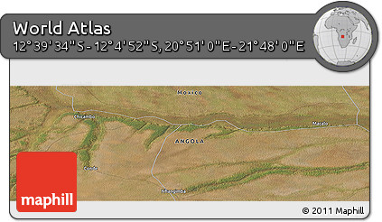 Satellite Panoramic Map of the Area around 12° 22' 13" S, 21° 19' 30" E
