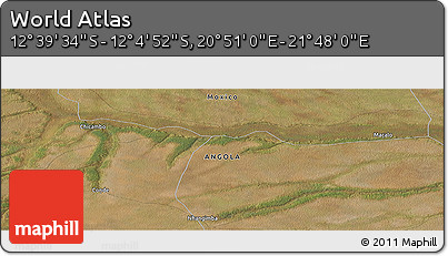 Satellite Panoramic Map of the Area around 12° 22' 13" S, 21° 19' 30" E