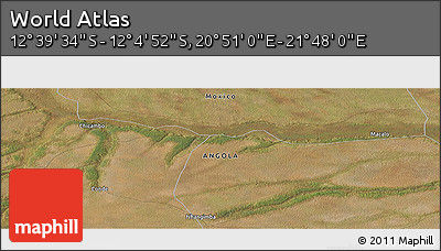 Satellite Panoramic Map of the Area around 12° 22' 13" S, 21° 19' 30" E